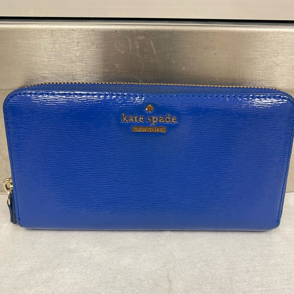 Kate Spade Glossy Cobalt Wallet Zipper Around